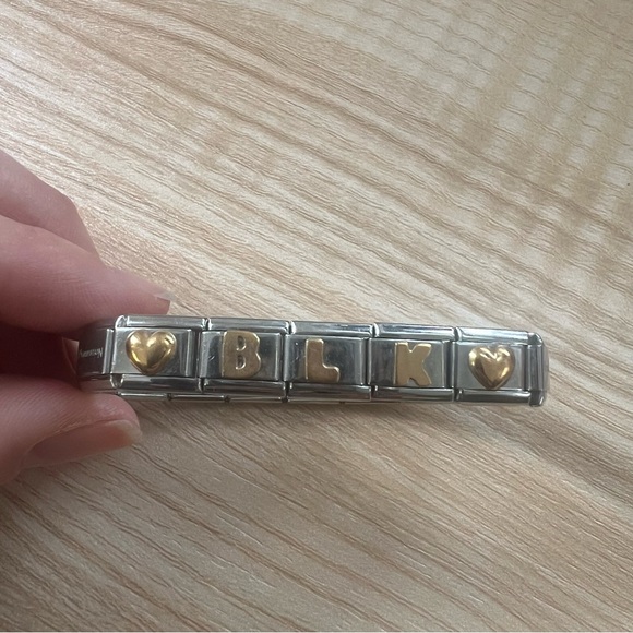 Nomination Jewelry - Nomination Bracelet Stainless Steel & Gold BLK Letters & Heart Charms